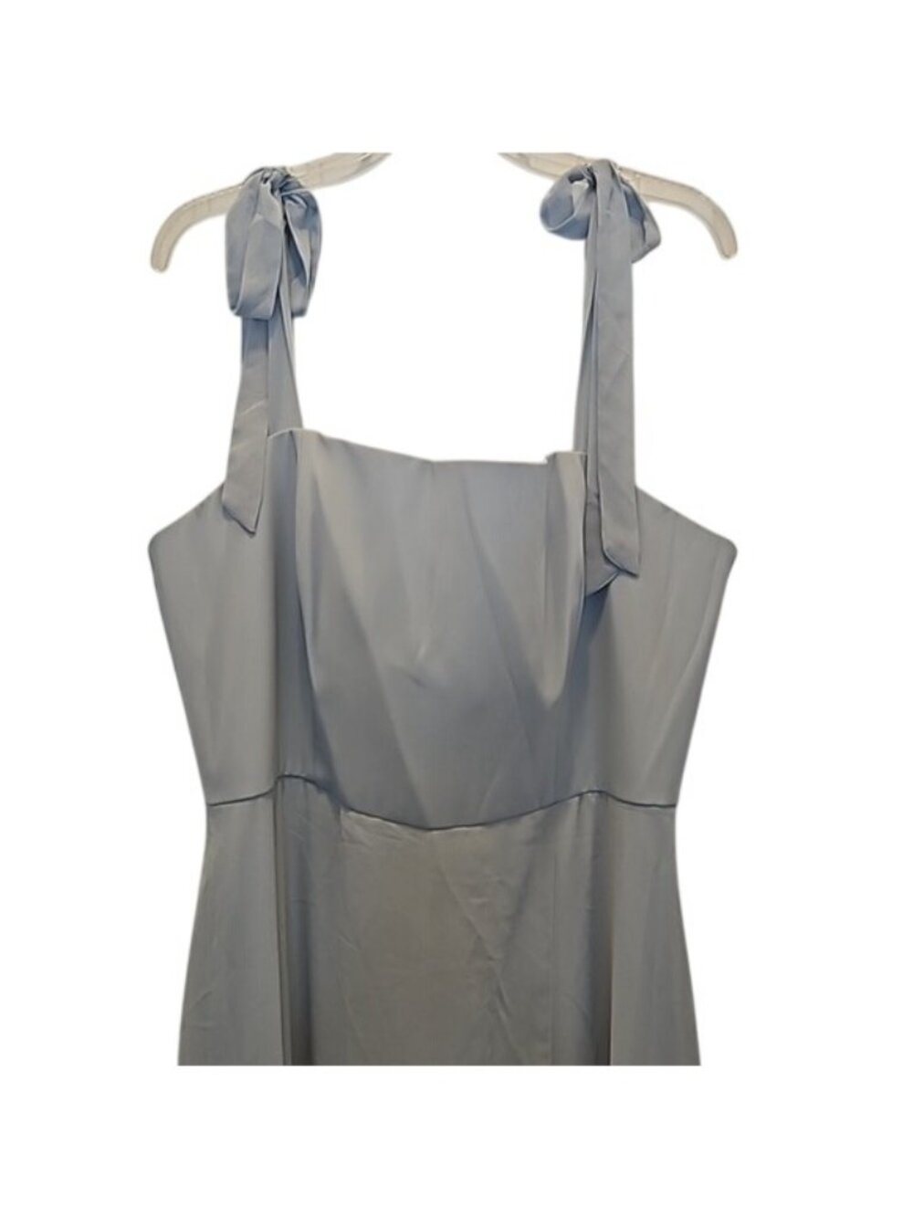 Dessy Collection Bow Shoulder Chiffon Maxi Dress Size 18 New Mist Blue Women's - Picture 4 of 11